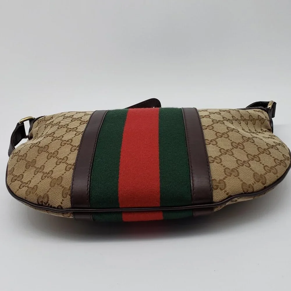 Authentic Gucci Ophidia GG Supreme Crossbody/Web Stripe Canvas Shoulder Bag - Picture 11 of 16